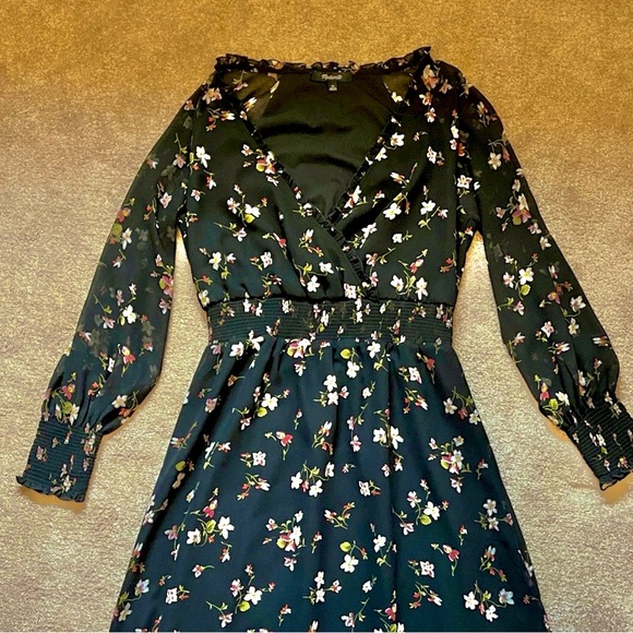 Madewell Backyard Blooms Black Floral Long Sleeve Dress XS - Picture 2 of 10